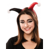 Gorro Arlequin Roja y Negra con Diadema - Sombreros