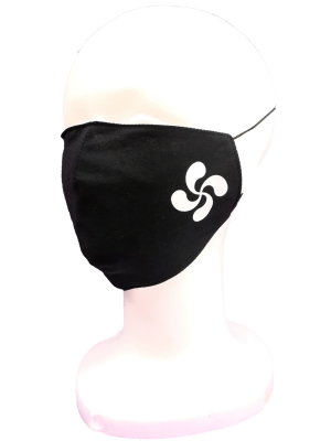 Mascarilla Tela Negra Lauburu Blanco - Euskal Maskarak Adulto