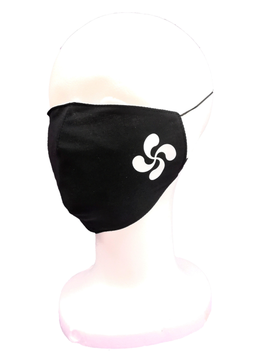 Mascarilla Tela Negra Lauburu Blanco - Euskal Maskarak Adulto