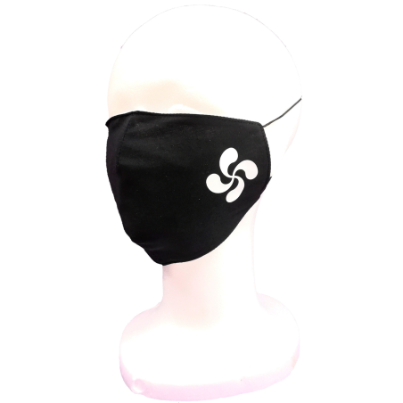 Mascarilla Tela Negra Lauburu Blanco - Euskal Maskarak Adulto