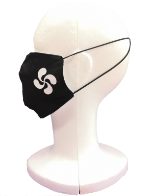 Mascarilla Tela Negra Lauburu Blanco - Euskal Maskarak Adulto
