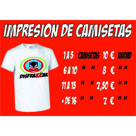 Impresion camisetas +de 16 unid. - Camisetas y Delantales para Despedidas