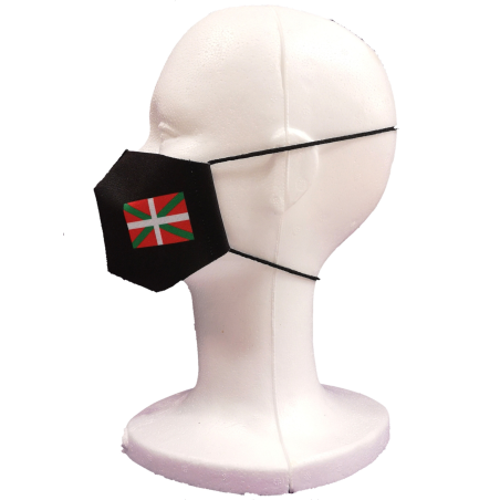 Mascarilla Tela Negra Ikurriña Infantil - Euskal Maskarak Infantiles