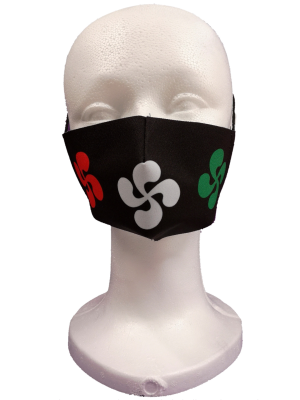 Mascarilla Tela Negra Lauburu Tricolor Infantil - Euskal Maskarak Infantiles
