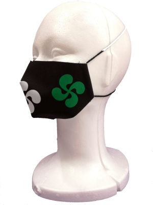 Mascarilla Tela Negra Lauburu Tricolor Infantil - Euskal Maskarak Infantiles