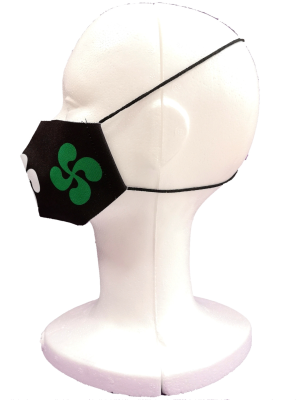 Mascarilla Tela Negra Lauburu Tricolor Infantil - Euskal Maskarak Infantiles
