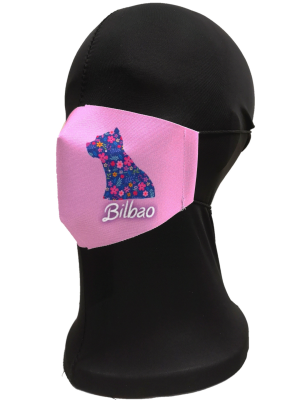 Mascarilla Perrito Bilbao Rosa Infantil - Euskal Maskarak Infantiles