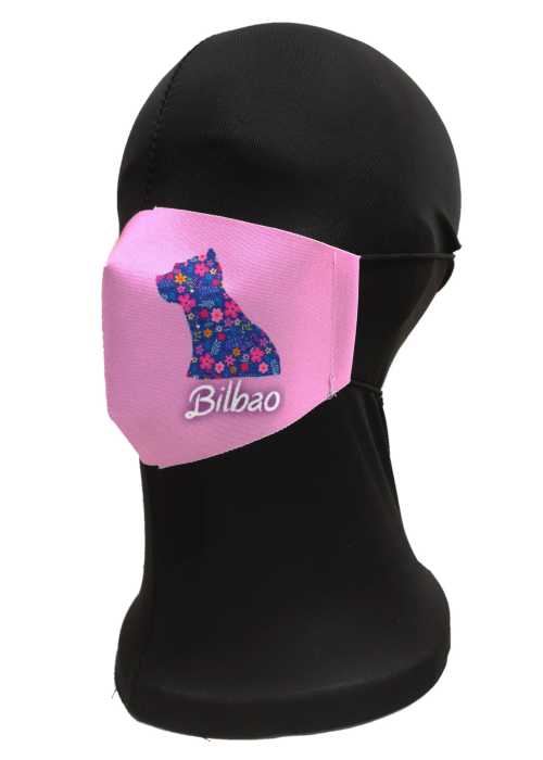 Mascarilla Perrito Bilbao Rosa Infantil - Euskal Maskarak Infantiles