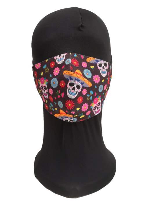 Mascarilla Calaveras Flores Adulto - Mascarillas Originales Adulto