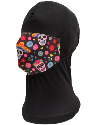 Mascarilla Calaveras Flores Adulto - Mascarillas Originales Adulto