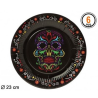Platos Halloween Calavera Negra - Platos, Vasos y Decoracion de Mesa