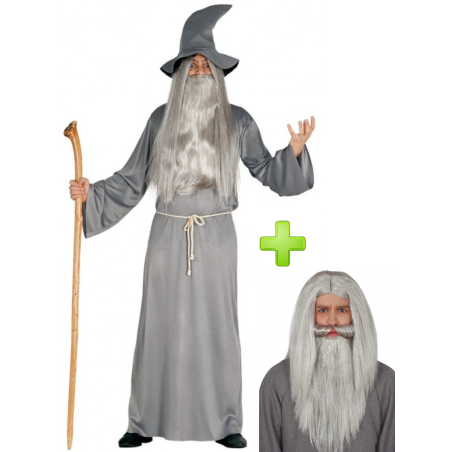Disfraz de Mago Gris con Barba - Productos Amazon