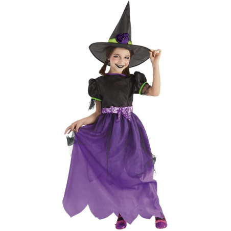 Disfraz de Bruja Morada Glitter Infantil - Disfraces de Brujas y Hechiceros para Niñas