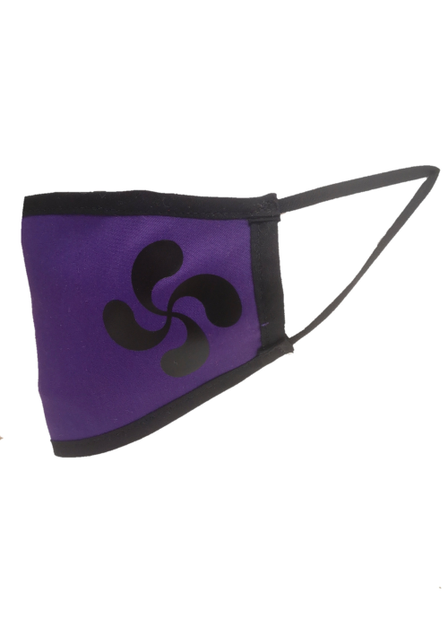 Mascarilla Morada Lauburu Negro (Homologada) - Euskal Maskarak Adulto