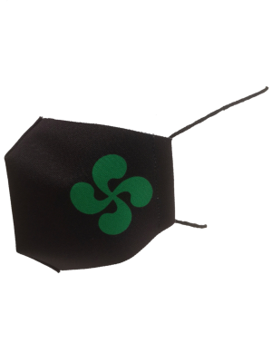 Mascarilla Tela Negra Lauburu Verde Adulto - Euskal Maskarak Adulto
