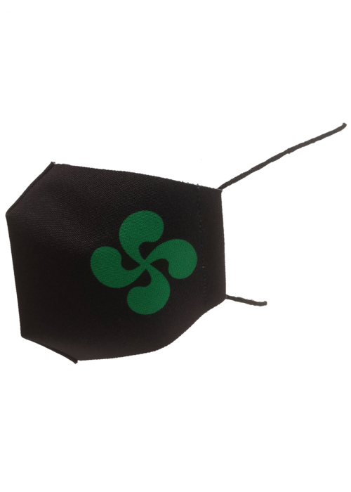 Mascarilla Tela Negra Lauburu Verde Adulto - Euskal Maskarak Adulto