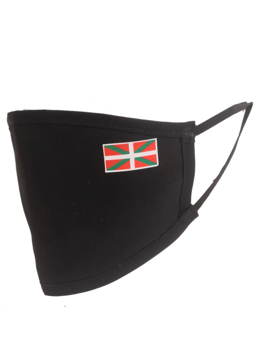Mascarilla negra Ikurriña Mini (Homologada) - Euskal Maskarak Adulto