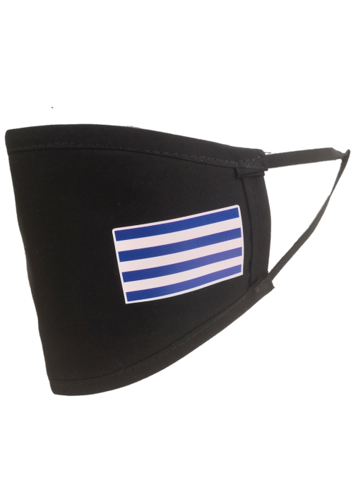 Mascarilla negra Bandera Azul y blanca (Homologada) - Euskal Maskarak Adulto