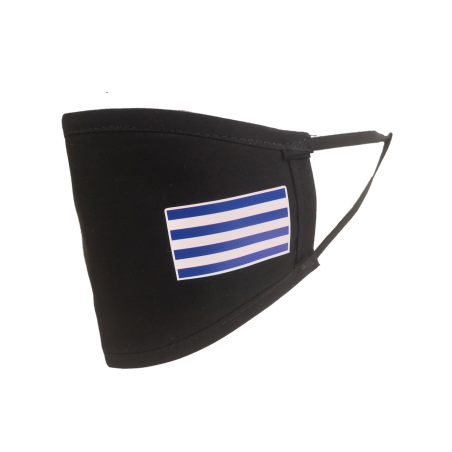 Mascarilla negra Bandera Azul y blanca (Homologada) - Euskal Maskarak Adulto