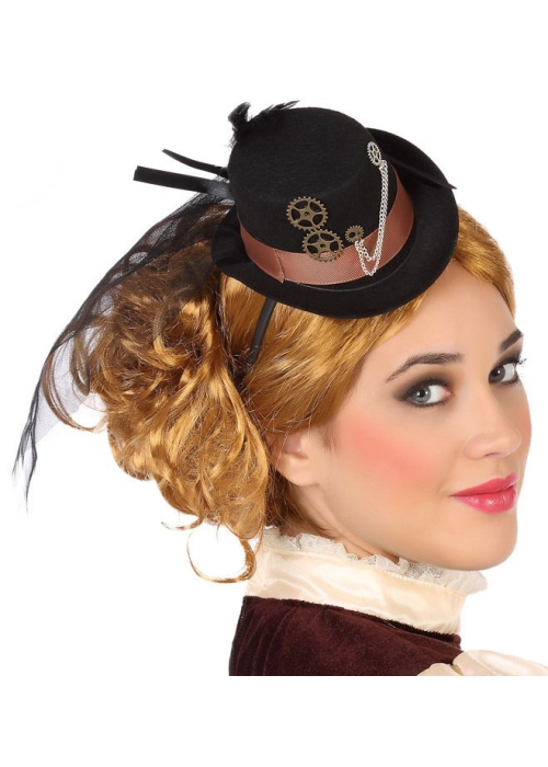 Chistera Mini Steampunk con Diadema - Complementos de Steampunk