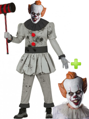 Disfraz de Payaso Asesino con careta de Pennywise - Disfraces Halloween - Packs Disfraces Halloween Adulto