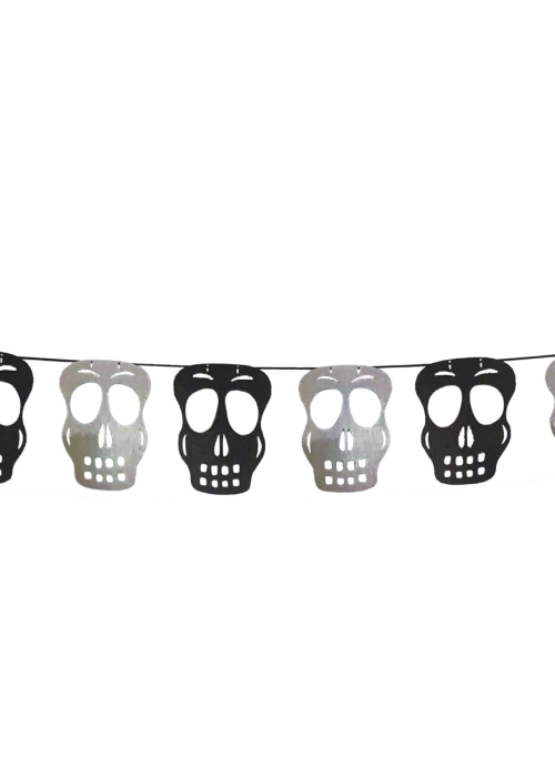 Guirnalda Calaveras Blancas y Negras 275 cm. - Guirnaldas y Globos