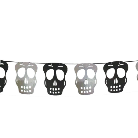 Guirnalda Calaveras Blancas y Negras 275 cm. - Guirnaldas y Globos