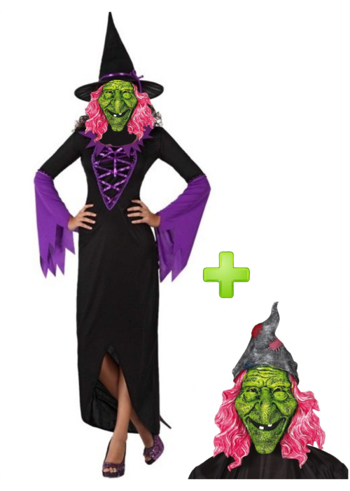 Disfraz de Bruja Morada con Mascara - Disfraces Halloween - Disfraces Halloween Mujer