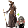 Disfraz de Bruja Marron con Peluca - Disfraces Halloween - Packs Disfraces Halloween Adulto