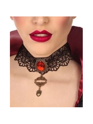 Collar Gargantilla con Piedra Roja - Collares, Pulseras y Anillos