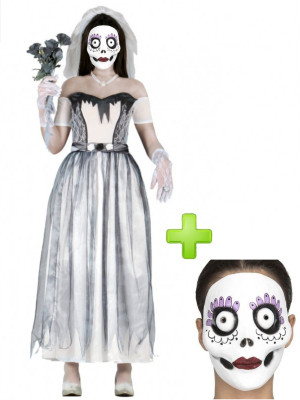 Disfraz de Novia Cadaver con Mascara para adulto - Disfraces Halloween - Packs Disfraces Halloween Adulto