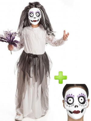 Disfraz de Novia Cadaver con Mascara infantil - Disfraces Halloween - Packs Disfraces Halloween Infantiles