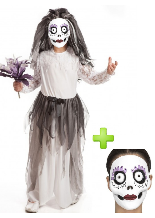 Disfraz de Novia Cadaver con Mascara infantil - Disfraces Halloween - Packs Disfraces Halloween Infantiles