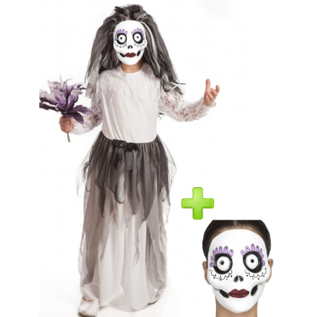 Disfraz de Novia Cadaver con Mascara infantil - Disfraces Halloween - Packs Disfraces Halloween Infantiles