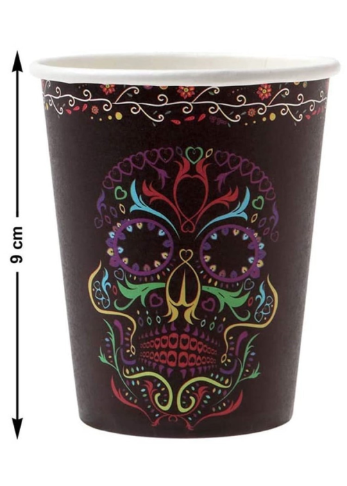 Vasos Halloween Calavera Negra - Platos, Vasos y Decoracion de Mesa
