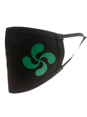 Mascarilla negra con Lauburu Verde (Homologada) - Euskal Maskarak Adulto