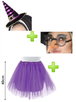 Set de Bruja morado adulto - Disfraces Halloween - Packs Disfraces Halloween Adulto