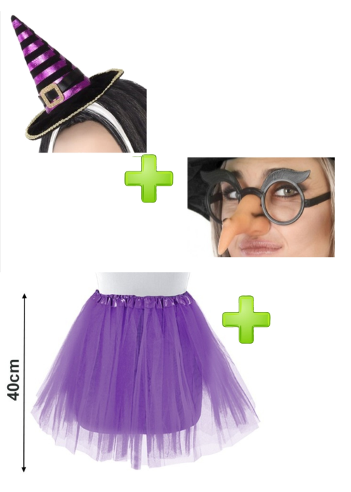 Set de Bruja morado adulto - Disfraces Halloween - Packs Disfraces Halloween Adulto