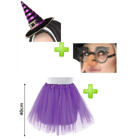 Set de Bruja morado adulto - Disfraces Halloween - Packs Disfraces Halloween Adulto