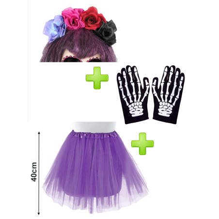 Set de Catrina Multicolor adulto - Disfraces Halloween - Packs Disfraces Halloween Adulto