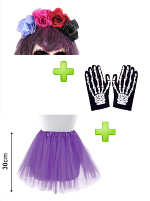 Set de Catrina multicolor infantil - Disfraces Halloween - Packs Disfraces Halloween Infantiles
