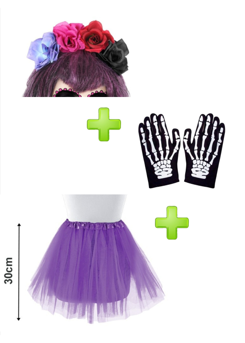 Set de Catrina multicolor infantil - Disfraces Halloween - Packs Disfraces Halloween Infantiles