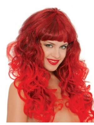 Comprar Peluca Melena Ondulada Flequillo Roja - Pelucas