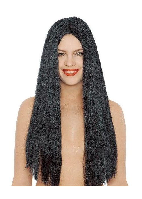 Peluca Melena Larga Negra - Complementos Disfraces Halloween