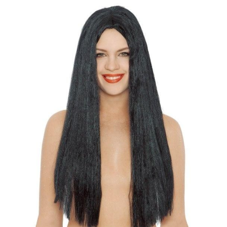 Peluca Melena Larga Negra - Complementos Disfraces Halloween