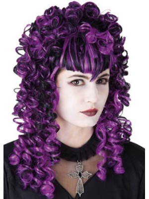 Peluca Vampiresa Mechas Moradas - Pelucas