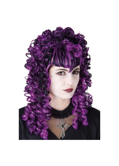 Peluca Vampiresa Mechas Moradas - Pelucas