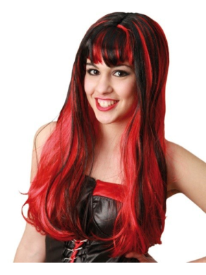 Peluca Melena Mechas Roja y Negra - Pelucas