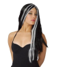 Acheter Perruque de longs Cheveux Noir avec des stries de Blanc pour seulement 6,00€ – Atelier de costumes en ligne