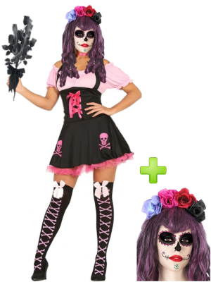 Disfraz de Catrina Rosa - Disfraces Halloween - Disfraces de Esqueleto para Mujer
